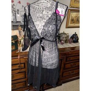 Sequined Spree Intimates Black Babydoll & Tong Lingerie Set Women's Size 1X NWT